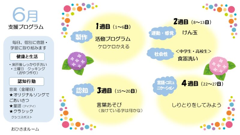 支援プログラム掲載 6月